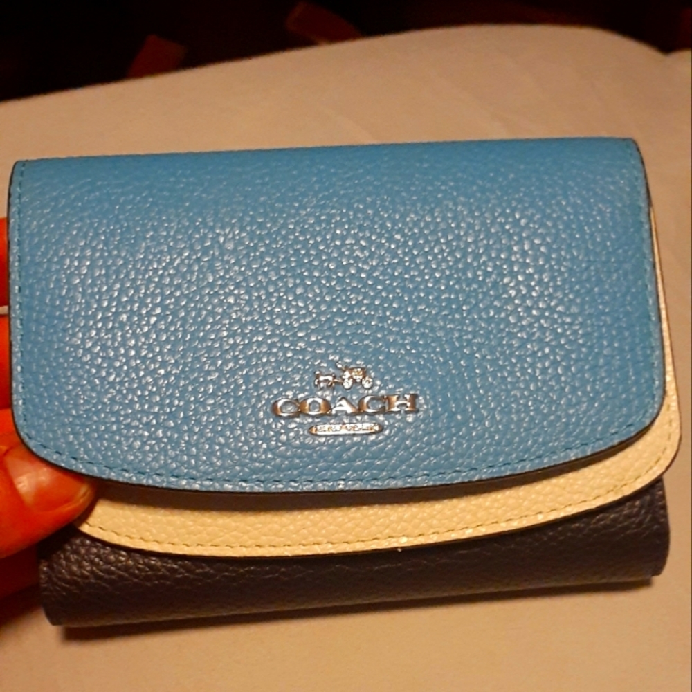 Black and Vibrant Blue Coach women's wallet